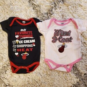 NBA Miami Heat Baby Bodysuit Set - Black and White, Pink Polka Dots 3-6 Months